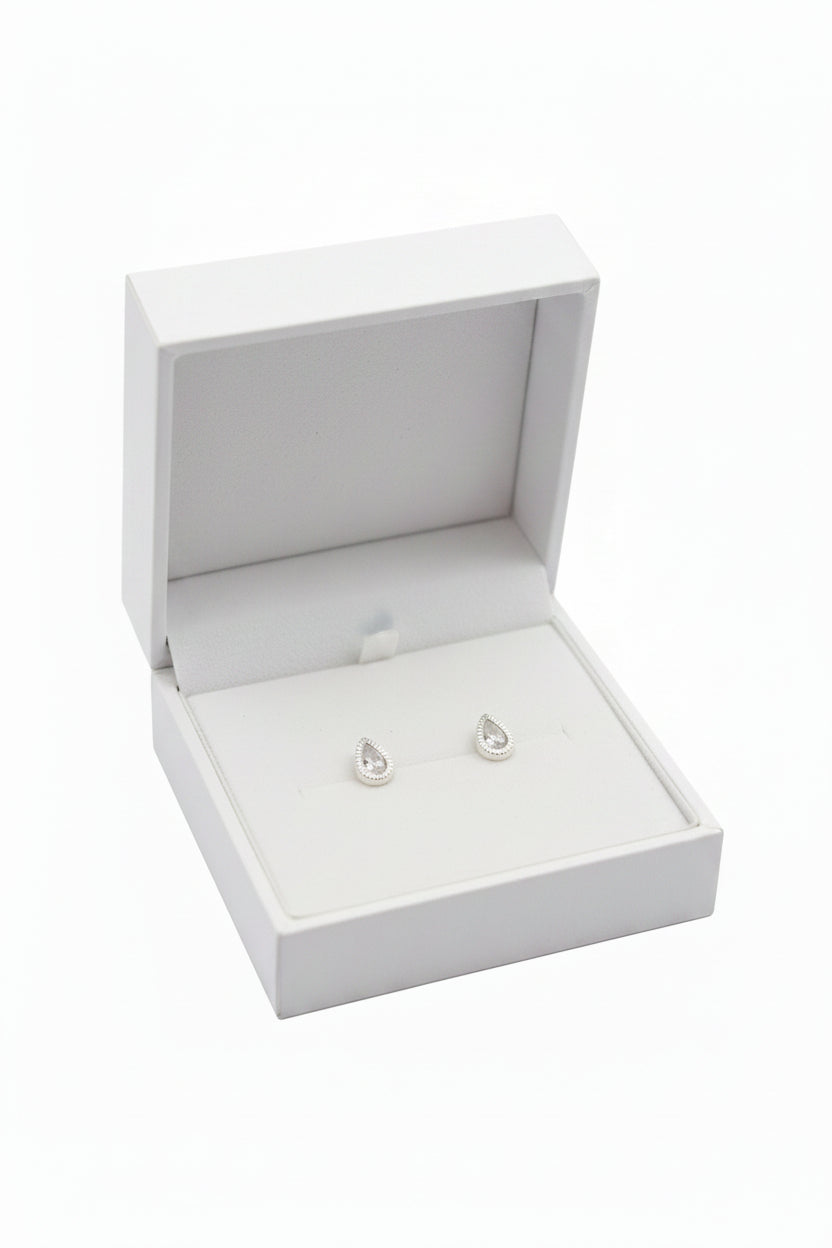 Broqueles Bisel Gota Plata .925