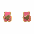 Broquel de oro 10K con osito y corazón en color rosa, joyería ROMA, accesorio delicado y elegante para mujer