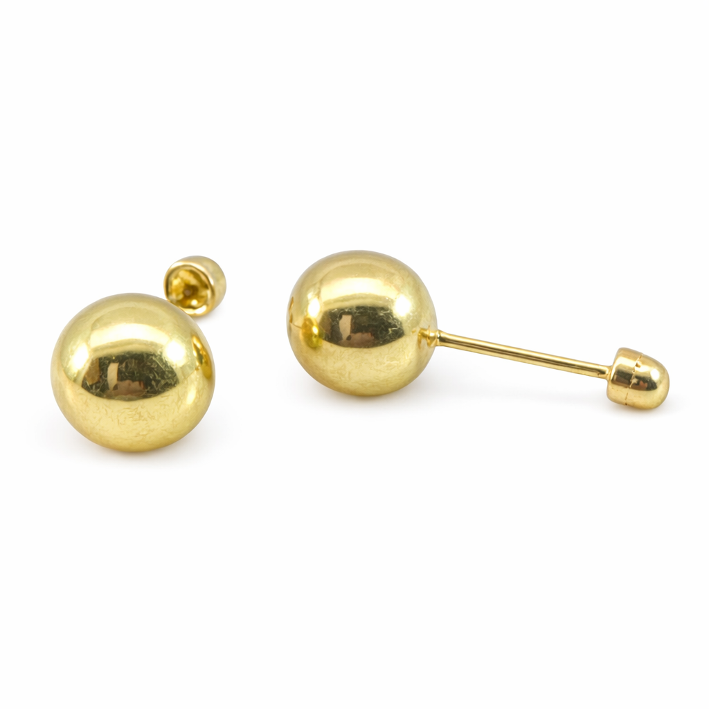 Broquel de oro 10K con bola de 3mm, joyería elegante y brillante en acabado dorado, ideal para accesorios de joyería.