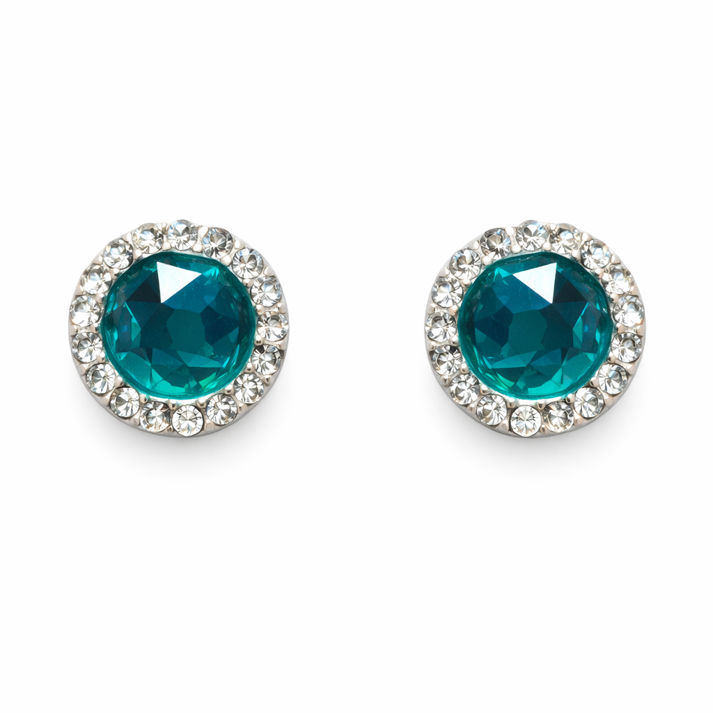 Broquel circular de oro 10K con zirconias, joyería ROMA, mostrando diseño brillante y elegante en tono dorado.
