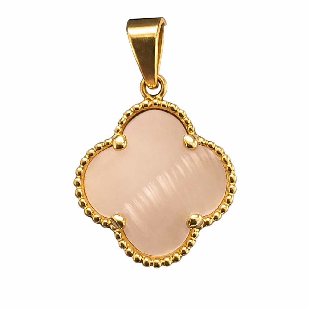 Trébol de oro 10K con piedra blanca, collar de Joyería ROMA, joya delicada con hoja de trébol y piedra brillante.
