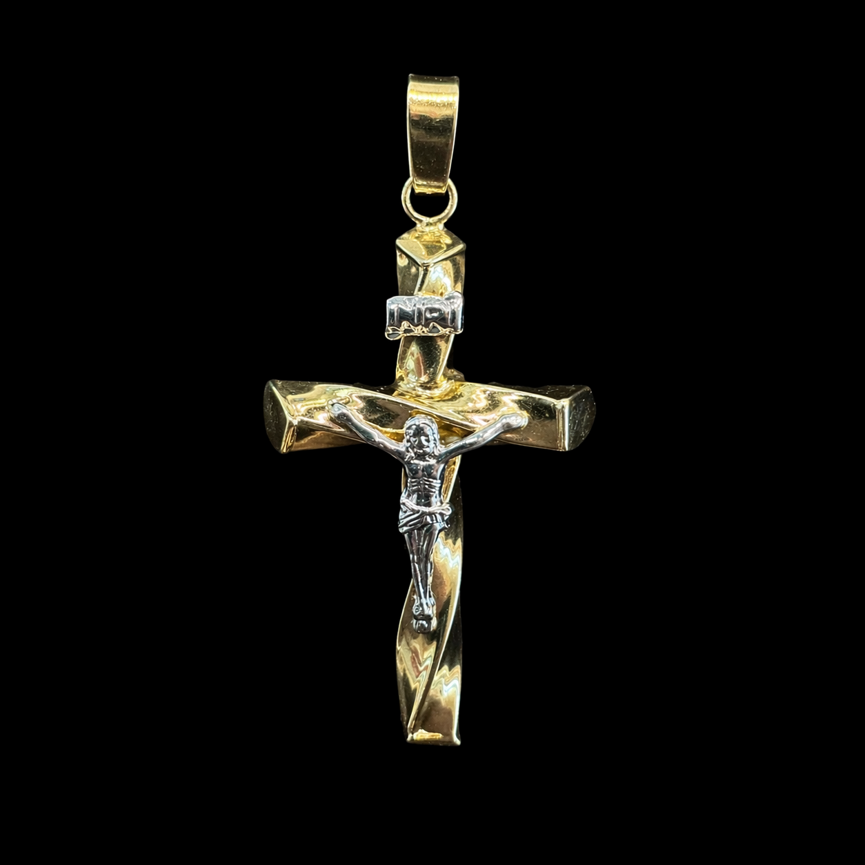 Cristo Cruz Torcida Oro 10K