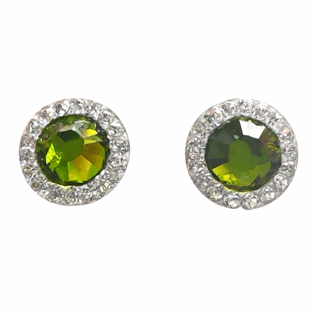 Broquel redondo de oro 10K con zirconias brillantes, joyería Roma, elegante y sofisticado para ocasiones especiales.