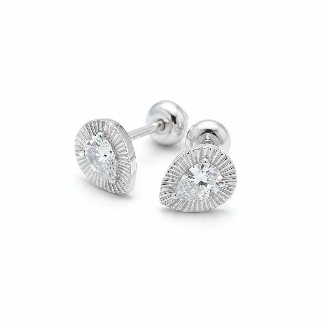 Broqueles Bisel Gota Plata .925