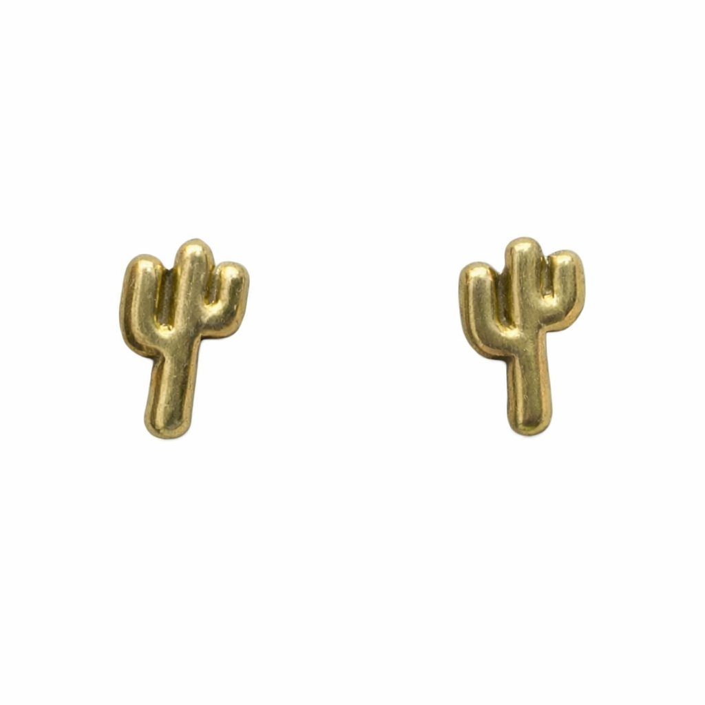 Broquel de cactus en oro 10K de Joyería ROMA, diseñado con forma de cactus en acabado brillante y detalles únicos.