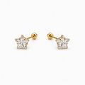 Broquel estrella de zirconia de Joyería ROMA, elegante pendiente con diseño brillante y detalles en zirconia.