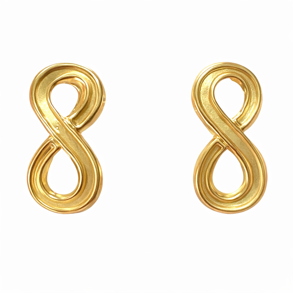 Broquel Infinito liso en oro 10K de Joyería ROMA, diseño elegante y sencillo en acabado brillante.