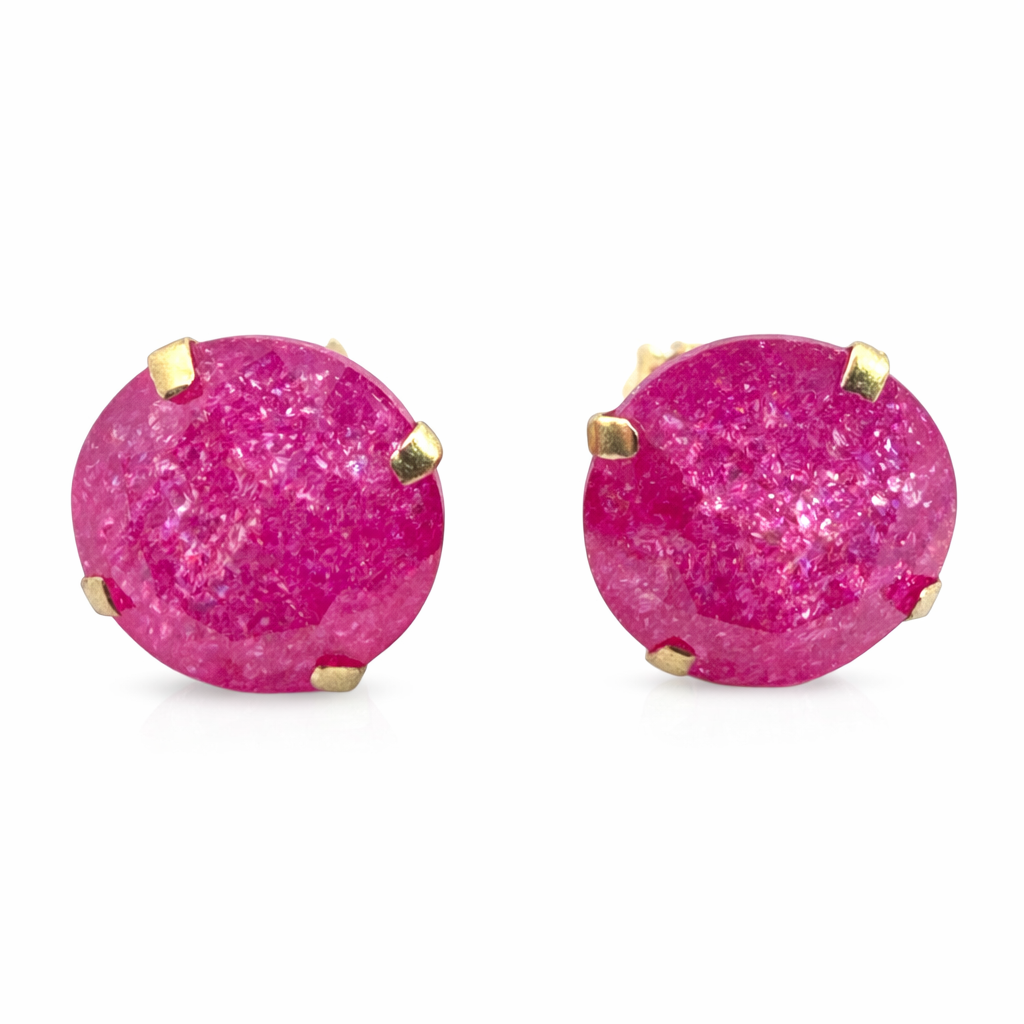 Aretes rectos de 8 mm en oro de 10 quilates de la joyería ROMA, con acabado brillante y diseño clásico.