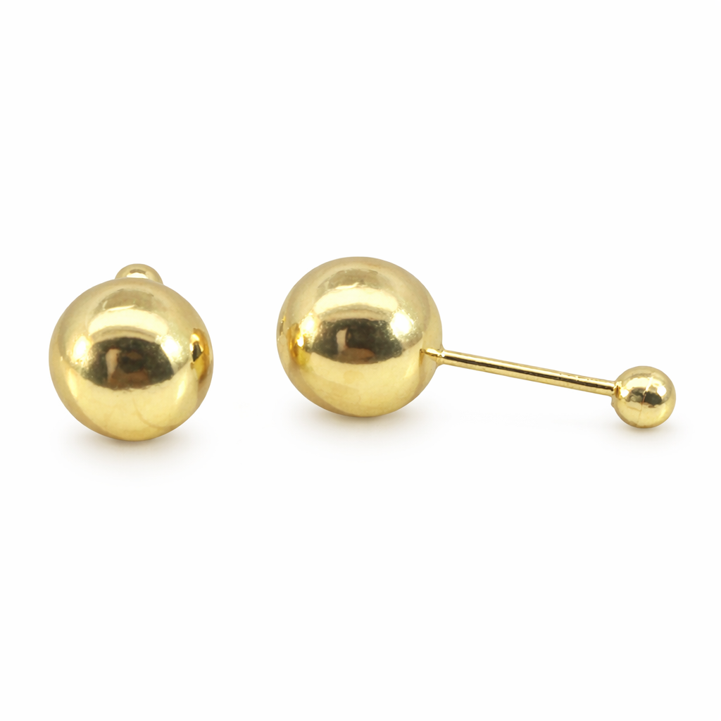 Broquel de bola de 4mm en oro 10K de Joyería ROMA, muestra el acabado brillante y la forma redonda del accesorio de joyería