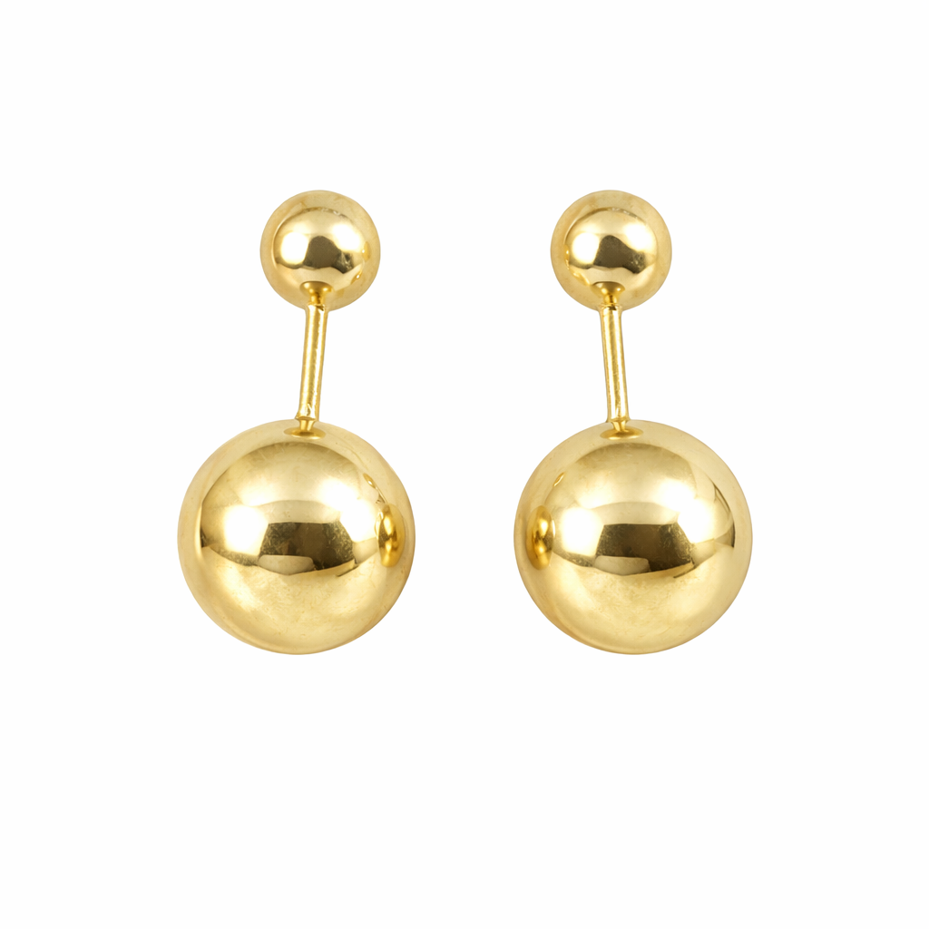 Broquel de bola en oro 10K de Joyería ROMA, diseño elegante y brillante en acabado dorado.