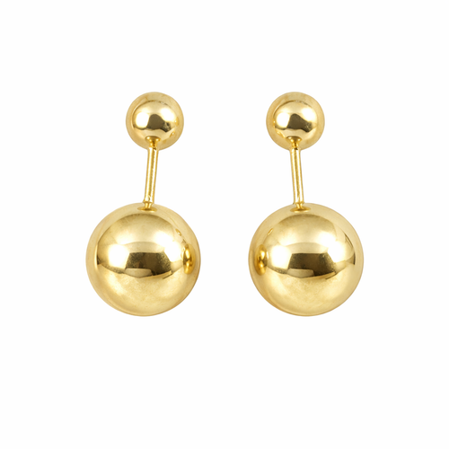 Broquel de bola en oro 10K de Joyería ROMA, diseño elegante y brillante en acabado dorado.