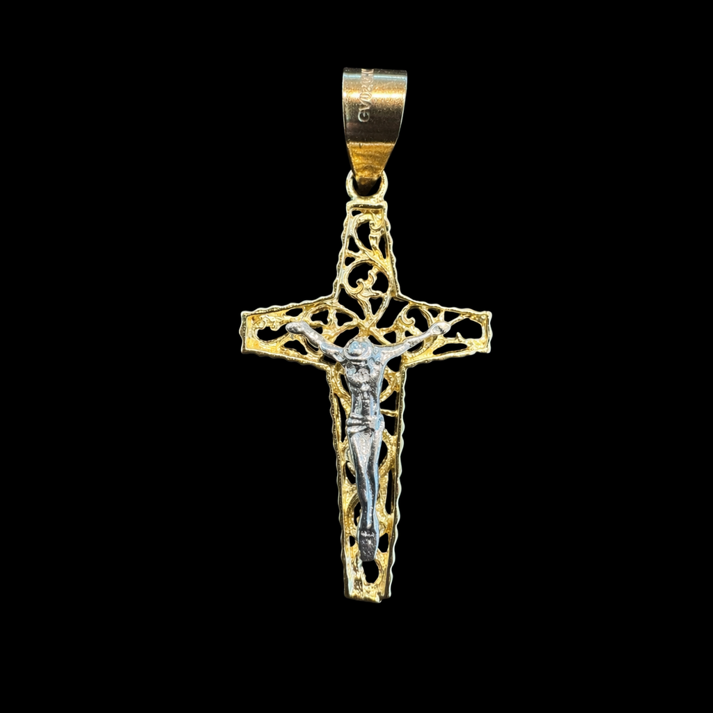 Cruz con Cristo Bicolor Oro 10K