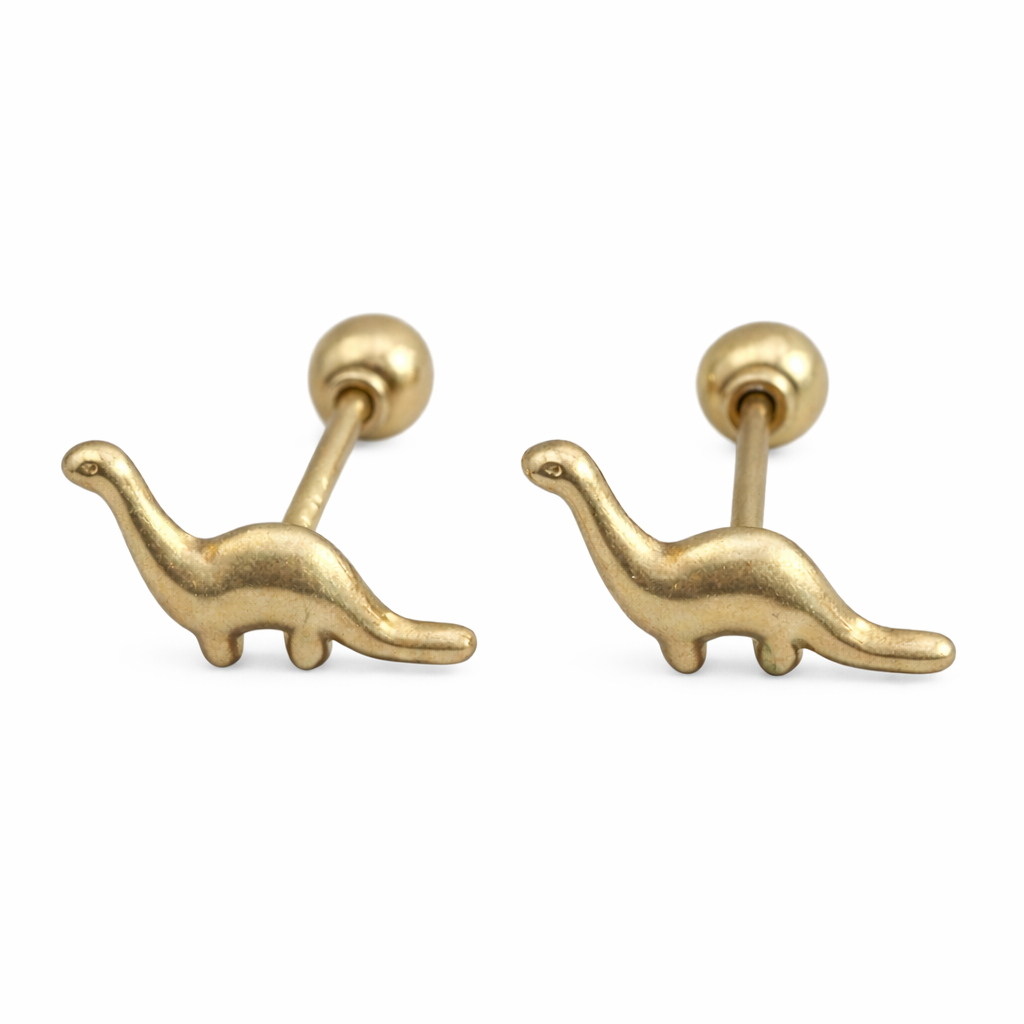 Broquel de dinosaurio en oro de 10K, diseño detallado, joyería ROMA, pieza de joyería con figura de dinosaurio dorado
