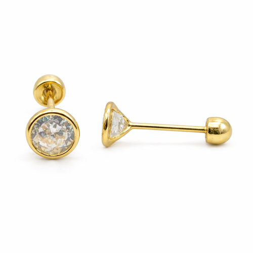 Bisel de 5mm en oro de 10K, joyería Roma, mostrando el acabado brillante y detallado del bisel en oro amarillo.
