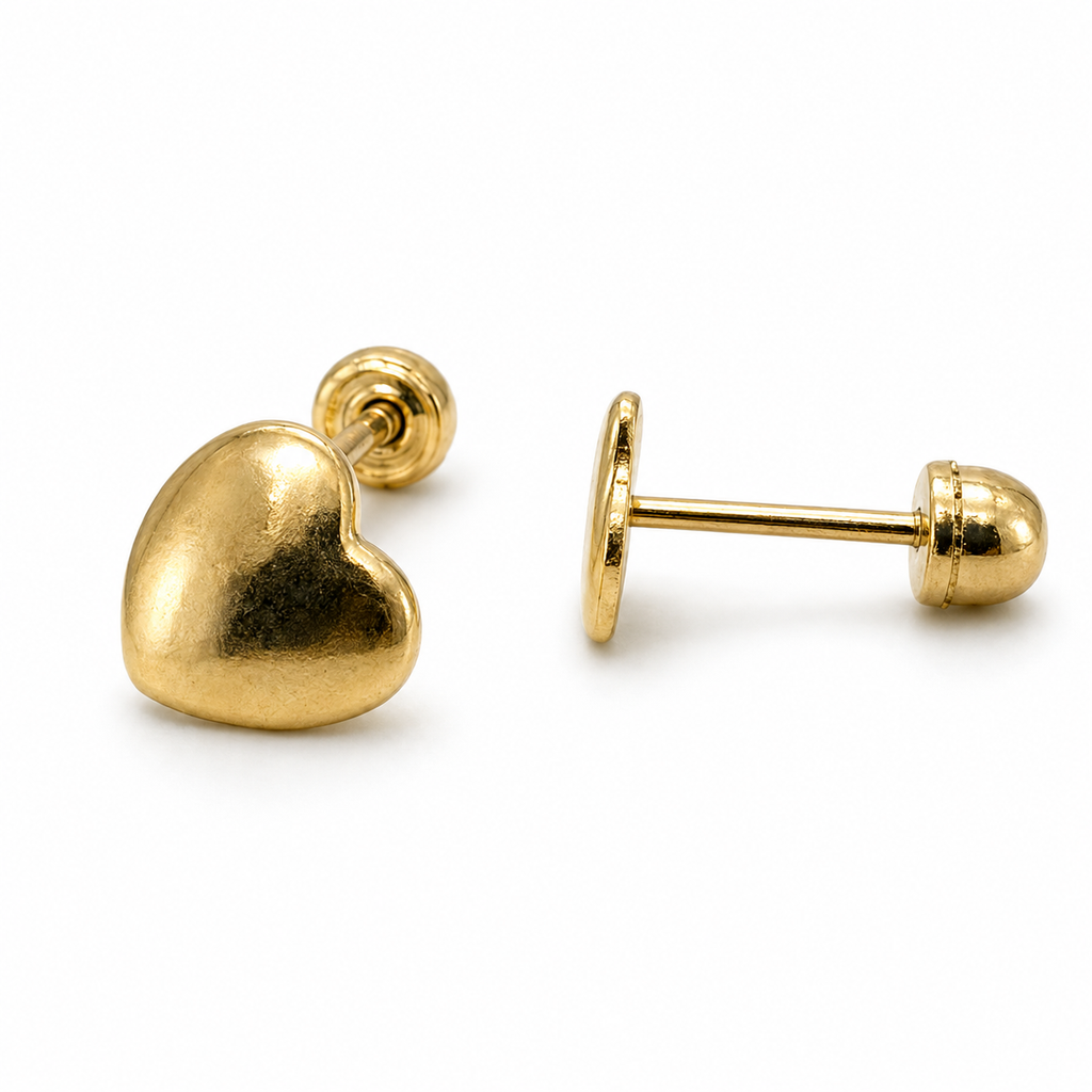 Broqueles Corazón Liso Oro 10K