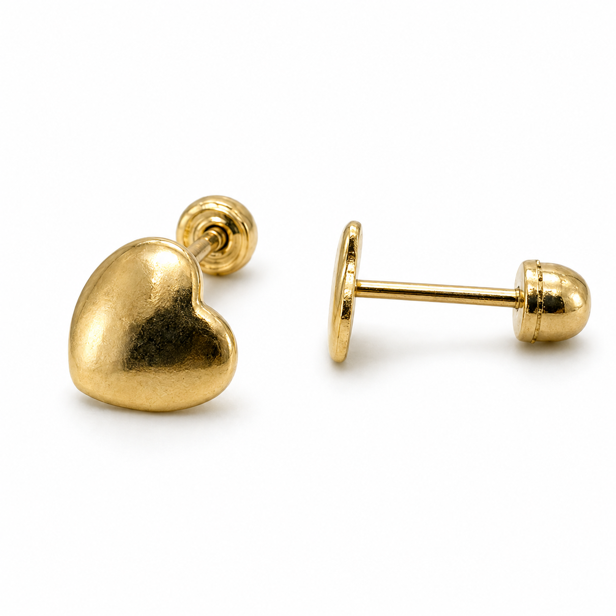 Broqueles Corazón Liso Oro 10K