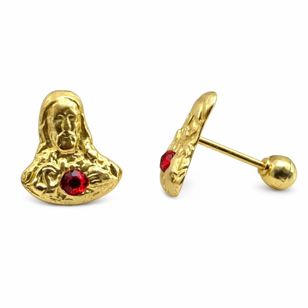 Broquel Sagrado Corazón en oro 10K con detalles finos, joyería Roma, pieza de joyería religiosa y elegante.