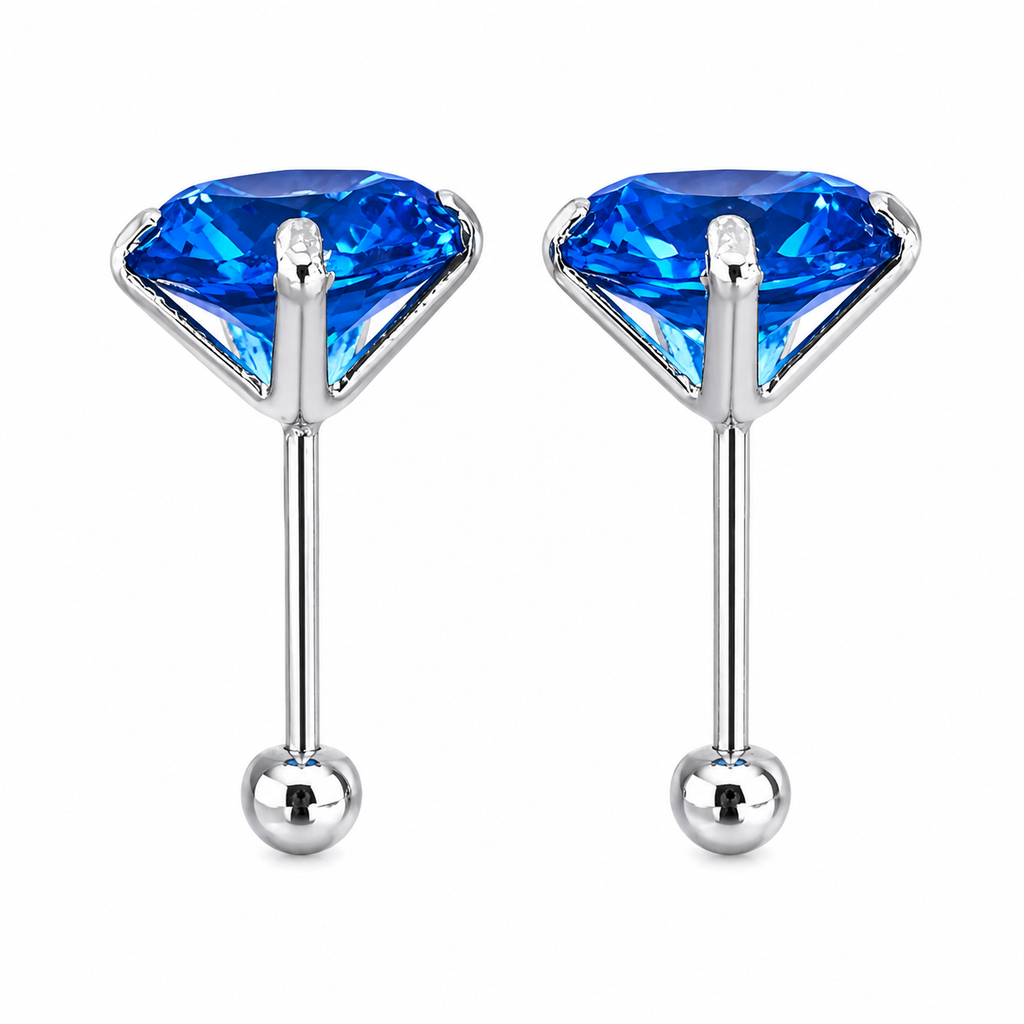 Broqueles Recto Color Plata .925 - 8 mm