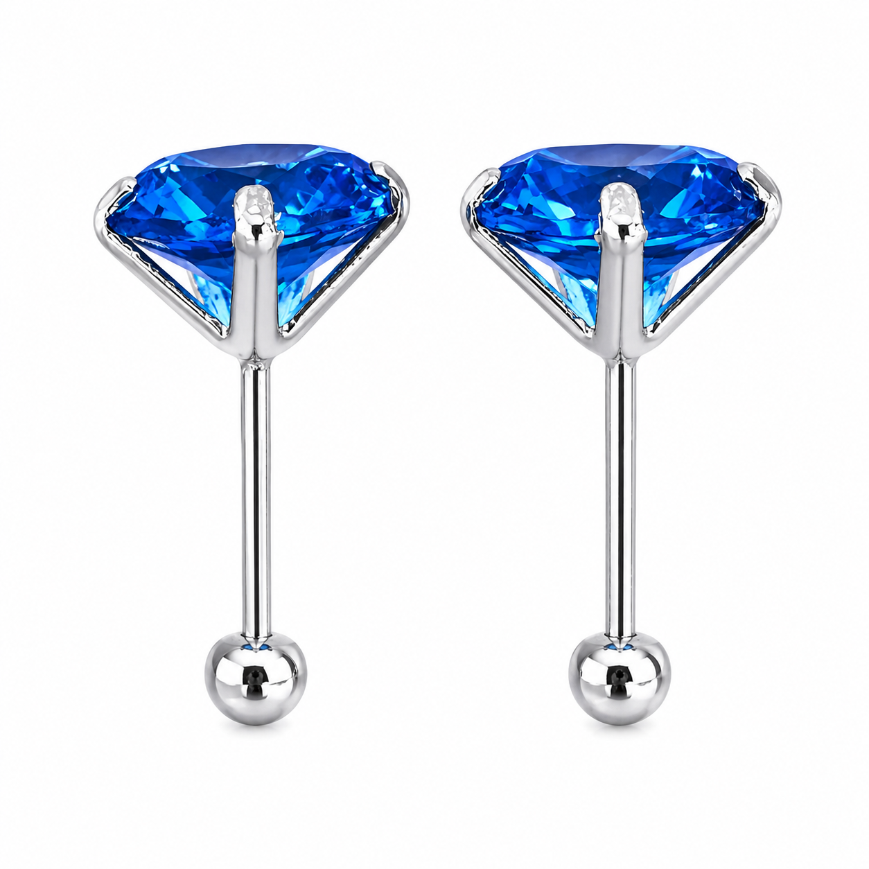 Broqueles Recto Color Plata .925 - 8 mm