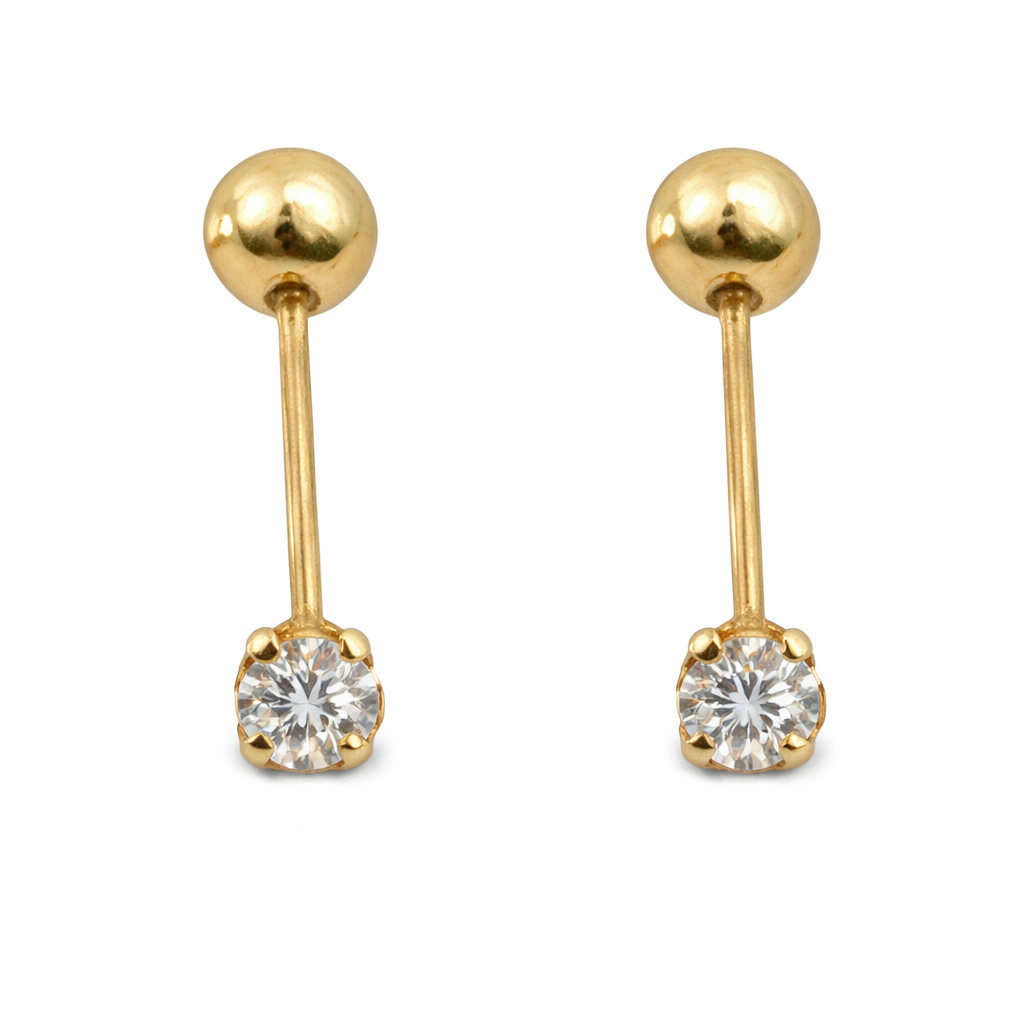 Aretes rectos de 2 mm en oro de 10 quilates de Joyería ROMA, con acabado pulido y elegante diseño para uso diario.