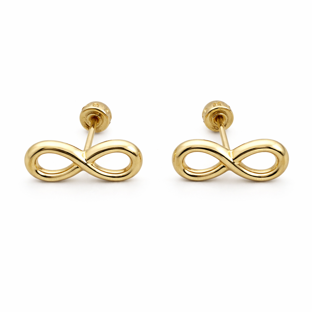 Broquel Infinito en oro 10K de Joyería ROMA, diseño elegante con símbolo de infinito en acabado brillante.