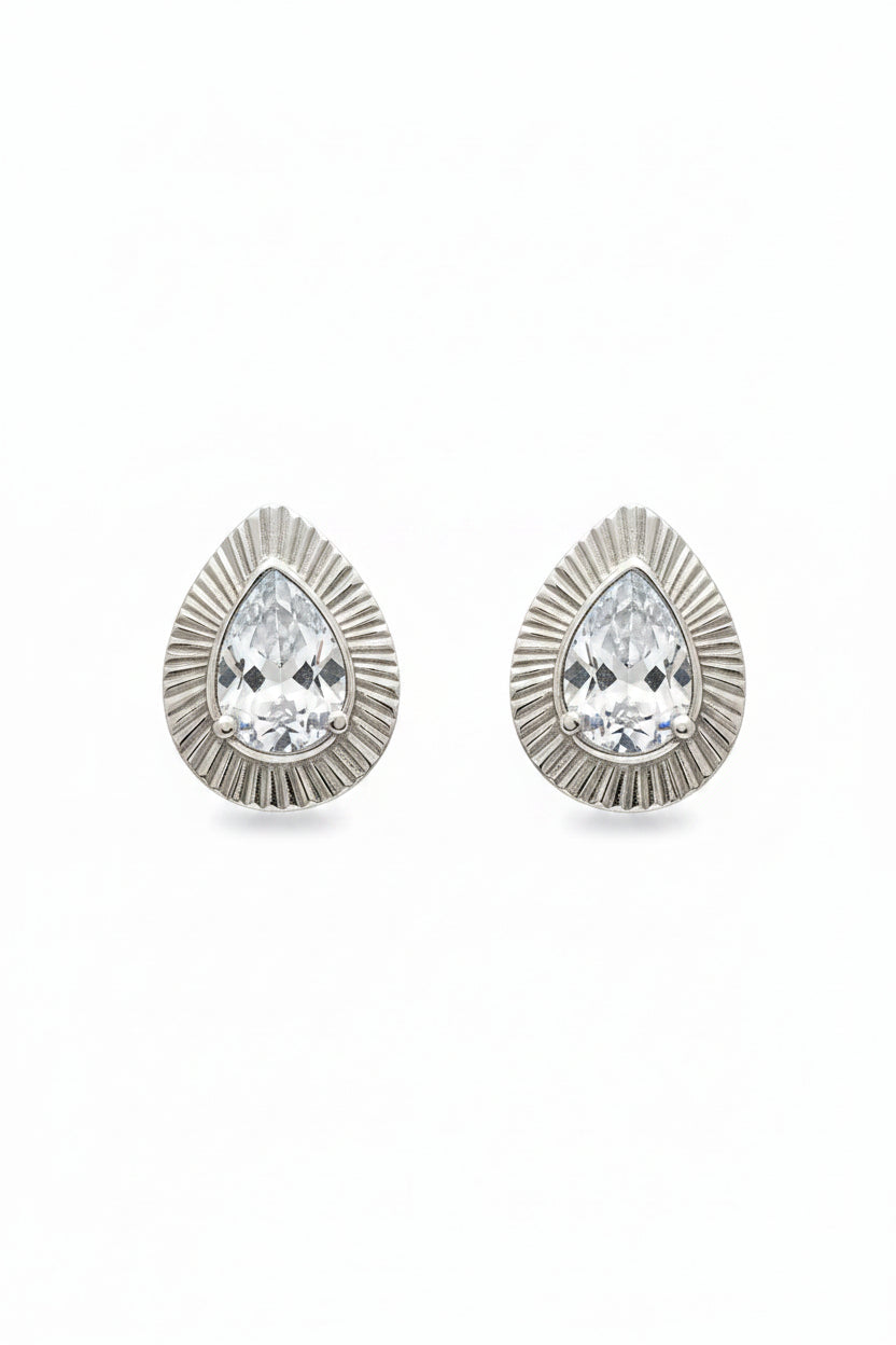 Broqueles Bisel Gota Plata .925