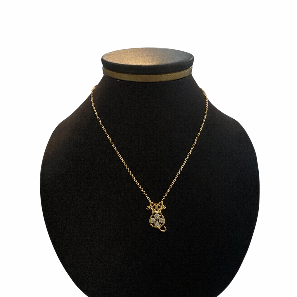 Gargantilla de oro 10K con gatito y zirconias brillantes, joyería elegante y delicada, diseño de Joyería ROMA