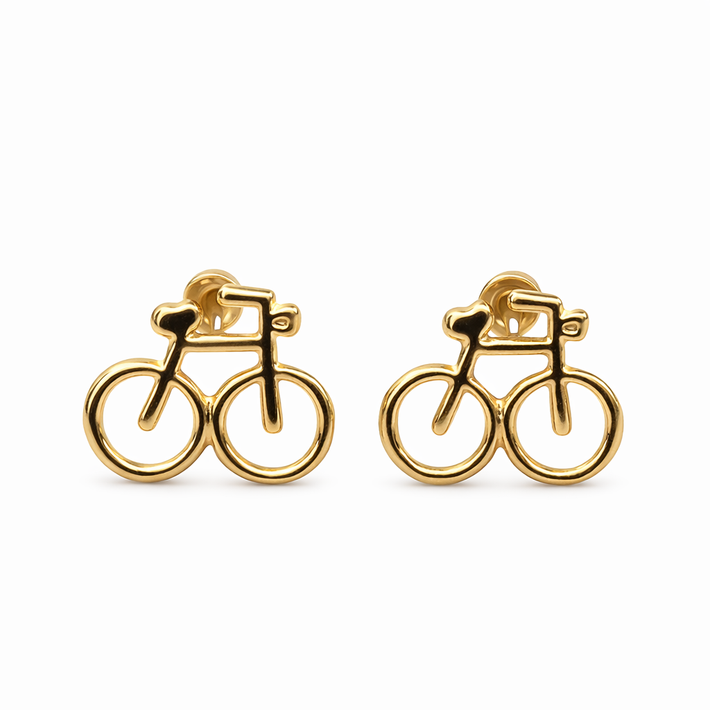Broquel de bicicleta en oro 10K de Joyería Roma, con diseño elegante y detalles finos en acabado brillante.