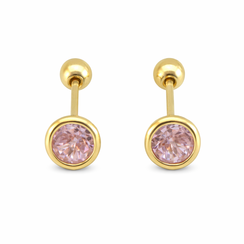 Aretes de oro 10K Bicel Color de 5 mm de Joyería ROMA, con acabado brillante y diseño elegante en oro amarillo.