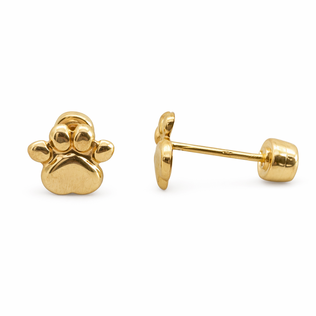 Broquel Huellita en oro 10K de Joyería ROMA, diseño delicado con huella de mano, ideal para usar en ocasiones especiales.