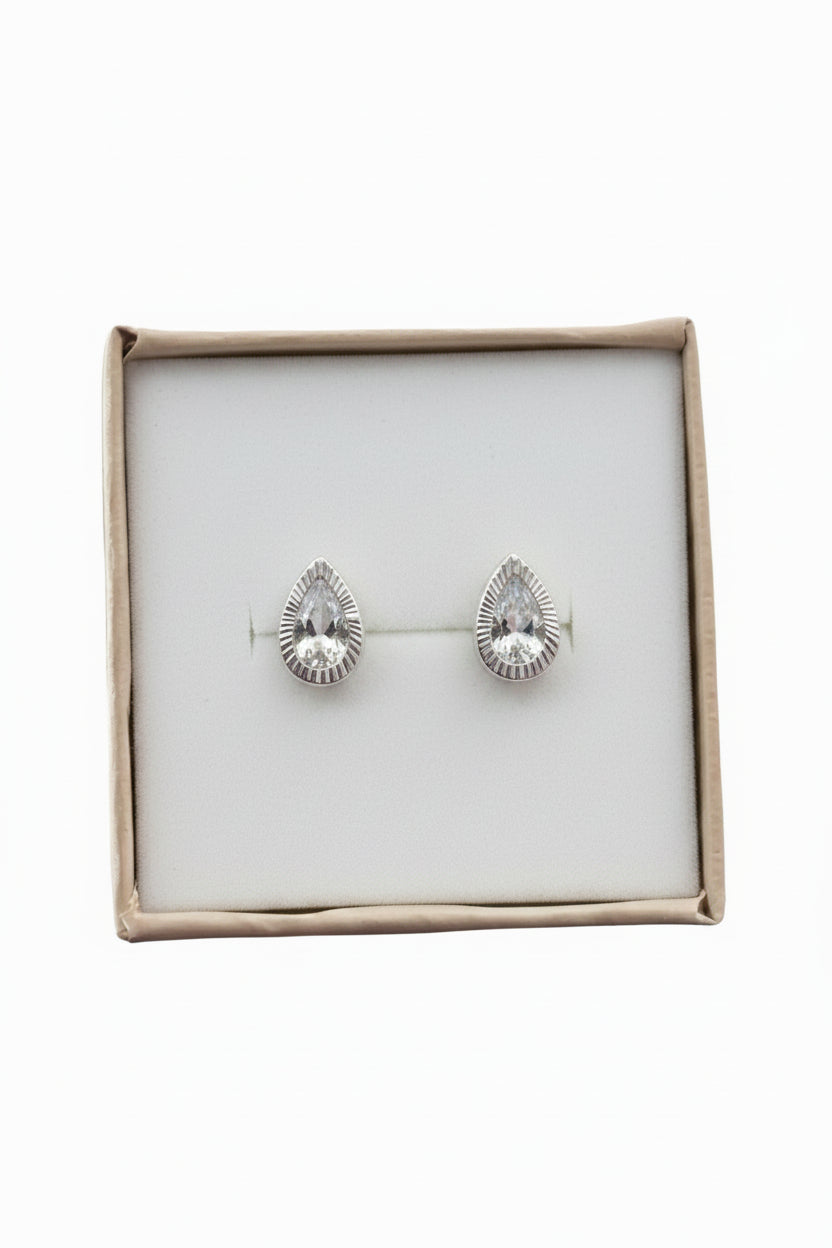 Broqueles Bisel Gota Plata .925