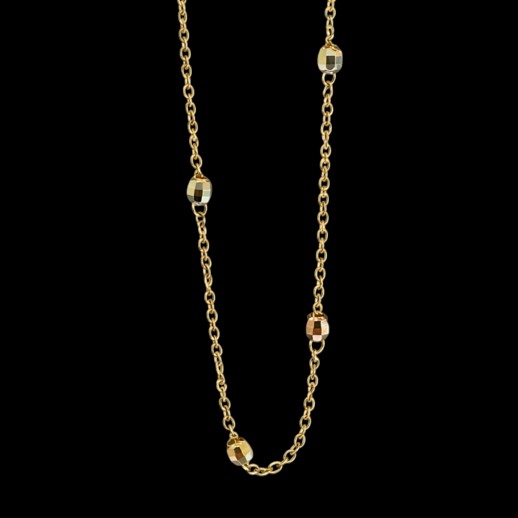 Gargantilla con balines facetados de Joyería ROMA, diseño elegante en plata con detalles brillantes y facetados.