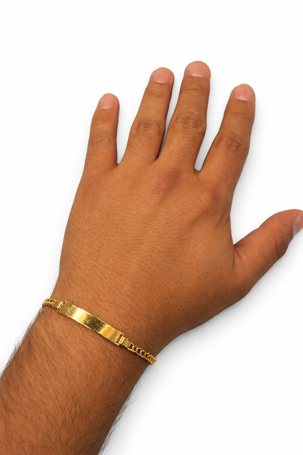 Esclava barbada clásica de oro 10K de Joyería ROMA, con diseño elegante y acabado brillante.