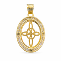 Nudo de bruja con zirconias en oro 10K, pieza de joyería elegante y brillante con detalles en zirconia blanca.