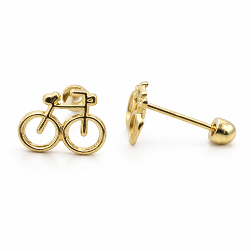 Broquel de bicicleta en oro 10K de Joyería ROMA, diseño elegante con acabado brillante y detalles en la pieza.
