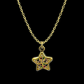 Gargantilla de estrella multicolor en oro 10K de Joyería ROMA, con diseño delicado y detalles coloridos.