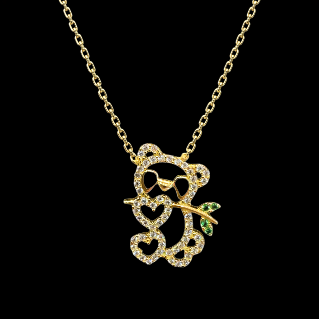 Gargantilla de oro 10K con oso de amor, joyería ROMA, detalle delicado en el collar para mujer