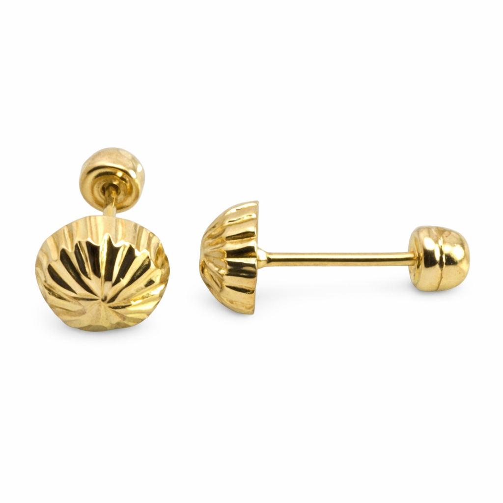 Hongo de oro de 10K de 5mm de Joyería ROMA, pieza de joyería elegante y brillante en color dorado.