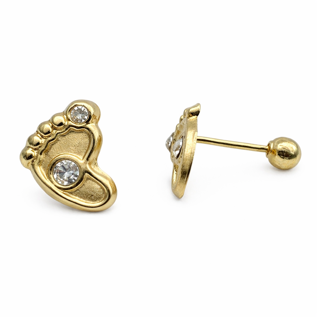 Broquel de oro 10K con zirconias, joyería ROMA, diseño elegante con piedras brillantes y detalles finos.
