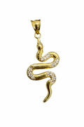 Serpiente de joyería en oro 10K con zirconias brillantes y detalles elegantes, diseñada por Joyería ROMA.