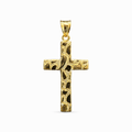 Cruz de oro de 10K con diseño elegante de Joyería ROMA, muestra detalles finos y acabado brillante.