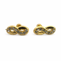 Broquel infinito de oro 10K con zirconias, diseño elegante y brillante de joyería ROMA, en color dorado con detalles de zirconia.