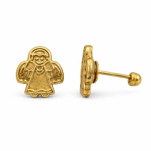 Broquel de ángel en oro 10K de Joyería ROMA, pieza de joyería con diseño de ángel y acabado brillante dorado
