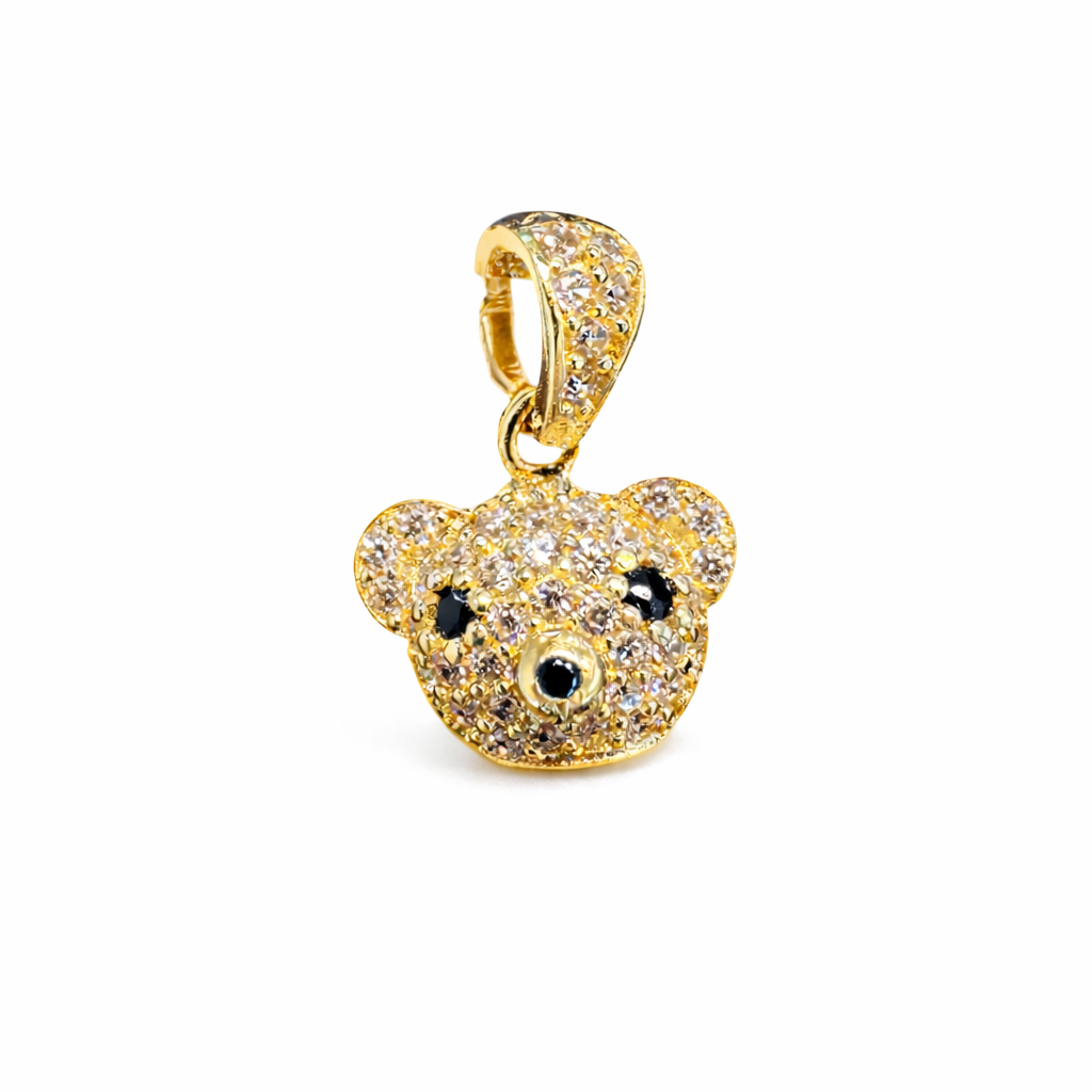 Osito de oro 10K con zirconias, joyería elegante y brillante, diseñado por Joyería ROMA.