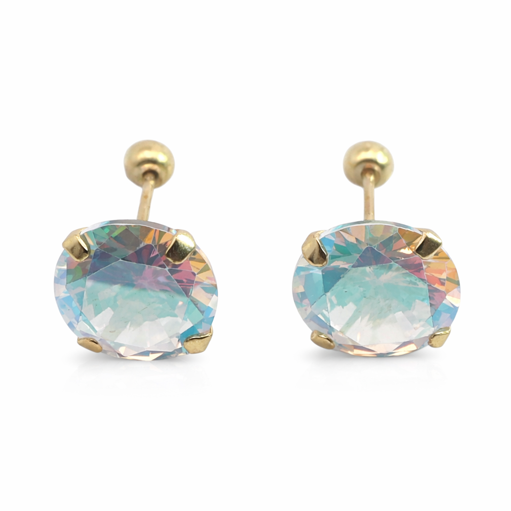 Aretes rectos en oro de 10K con acabado color 7mm, joyería elegante y de calidad en diseño sencillo y clásico.