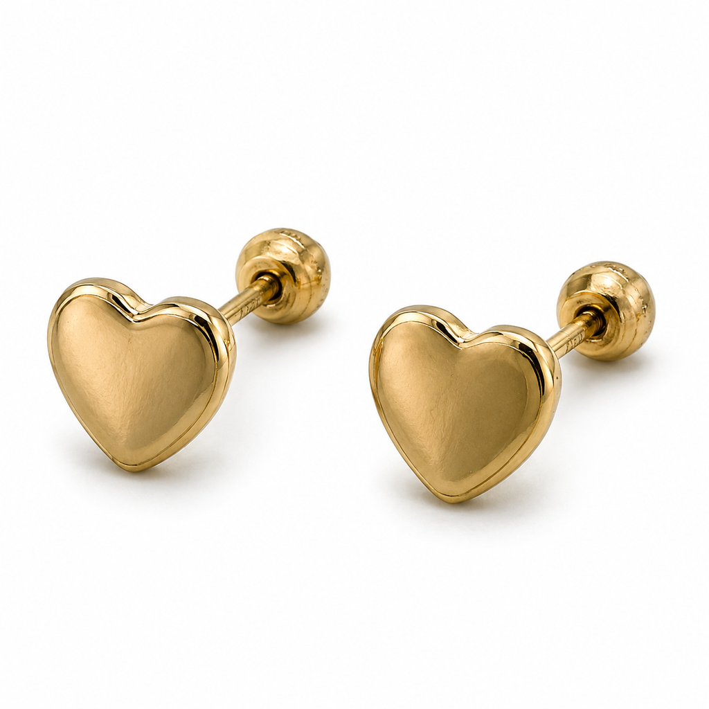 Broqueles Corazón Liso Oro 10K