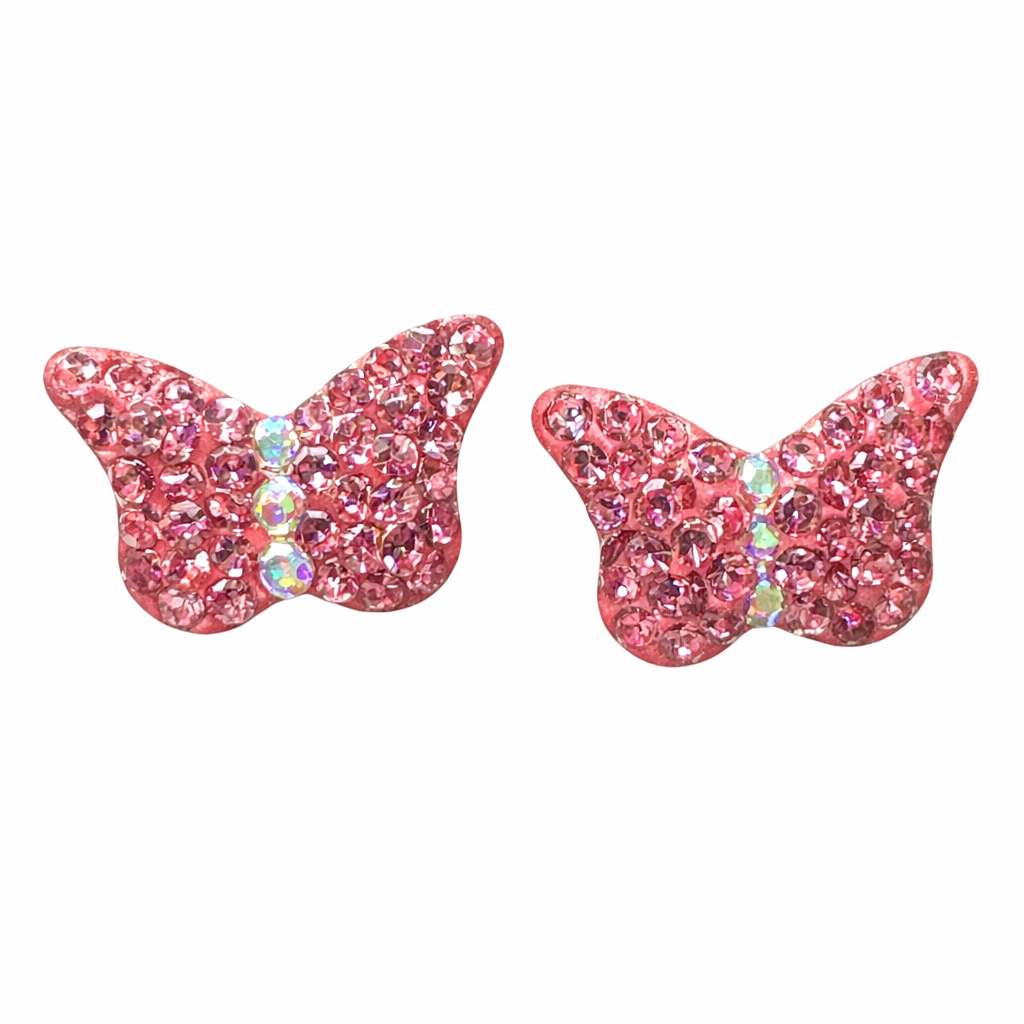 Broquel de oro 10K con mariposa y zirconias, joyería elegante y brillante, diseñado por Joyería ROMA.
