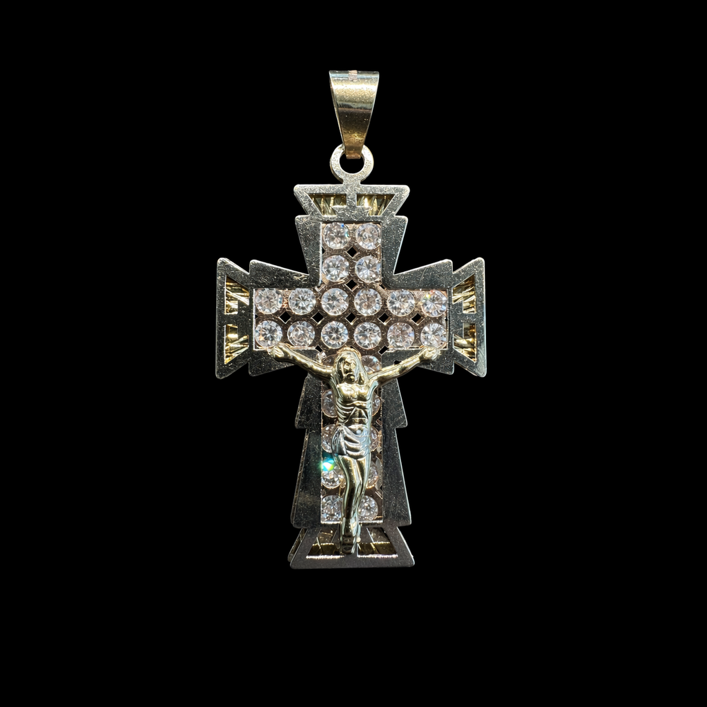Cruz con Cristo Zirconias Oro 10K