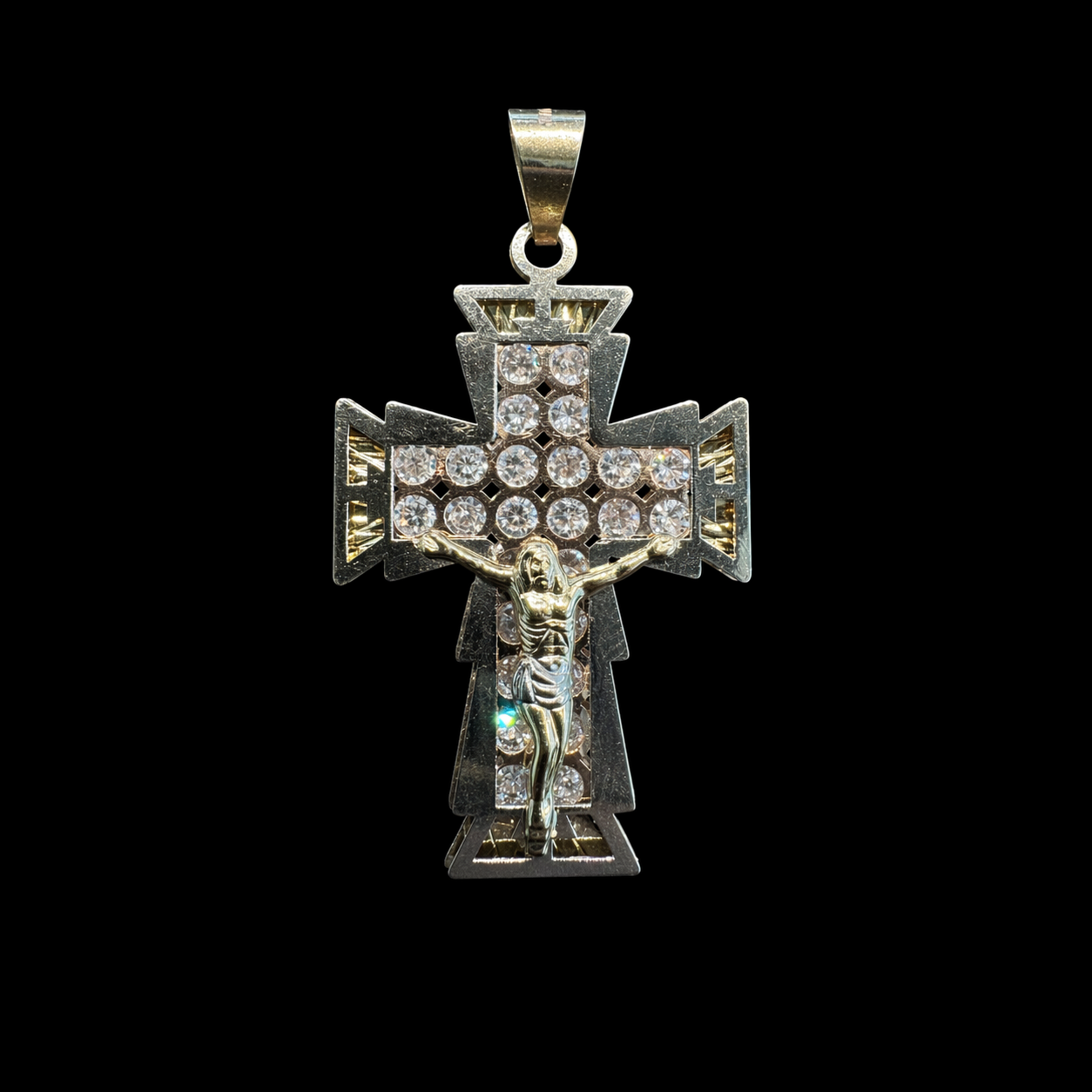 Cruz con Cristo Zirconias Oro 10K