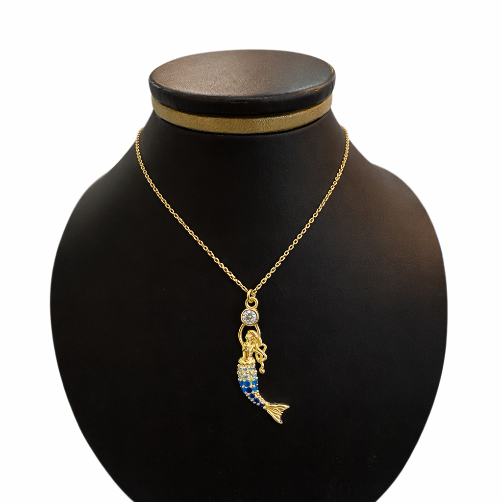 Gargantilla de sirena con zirconias en oro 10K, joyería elegante y brillante, diseñada por Joyería ROMA.